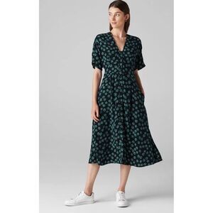 WHISTLES Dress Women's 8 Lenno Print Naya Button Dress Pockets Short Sleeve